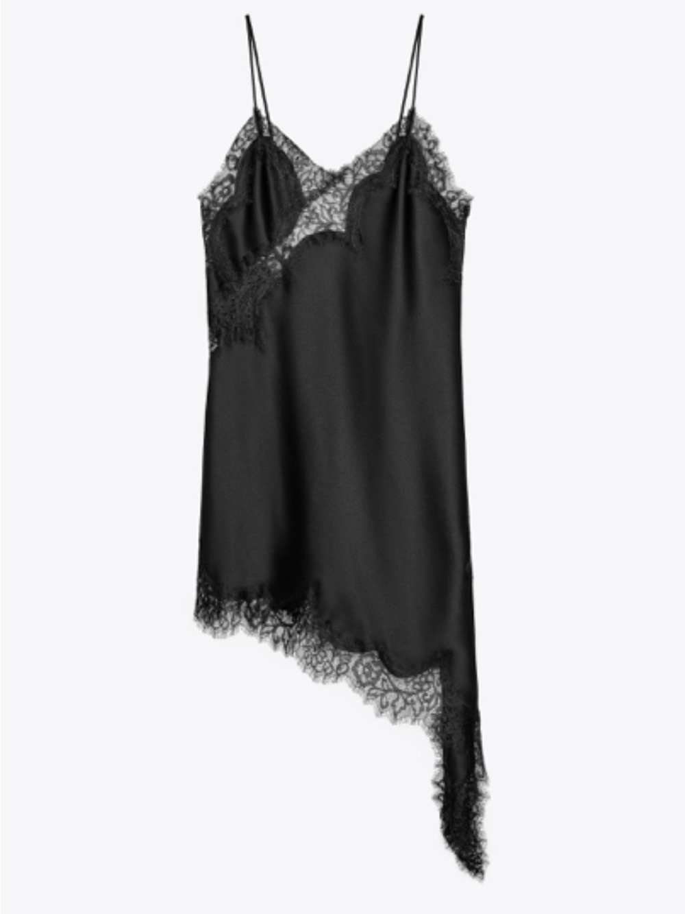 ZW COLLECTION ASYMMETRIC LACE DRESS - Black